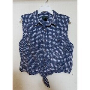 Lauren by Ralph Lauren Shirt Sleeveless Womens 2X Tank Top Tie Knot Front Button